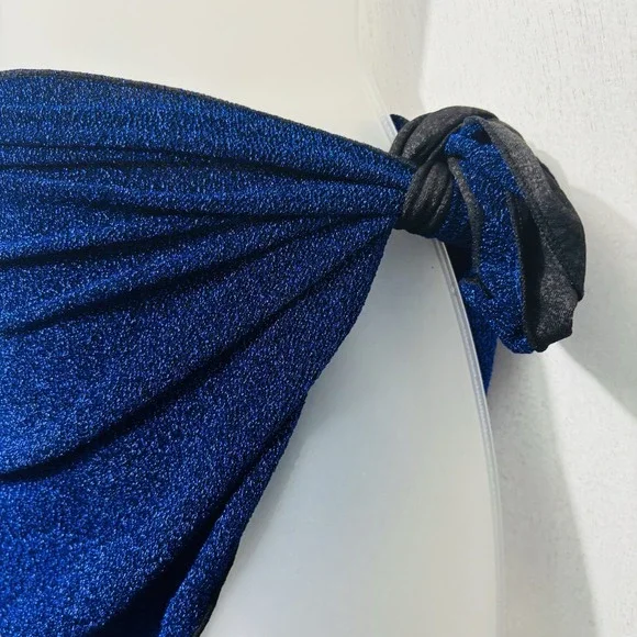 Metallic Glitter Sarong Wrap Mini Skirt Cobalt Blue Sz XS 4 Festival Rave Event - Picture 3 of 7